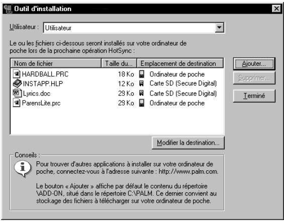 PALM M500 - Pour installer un logiciel tiers sur votre ordinateur de poche à l'aide d'un ordinateur windows : - 1