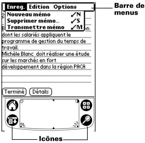 PALM M515 - Opérations exécutées à l'aide du stylet - 1