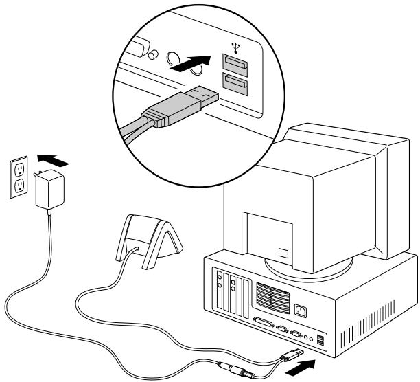 PALM M515 - Connexion de la station de synchronisation - 1