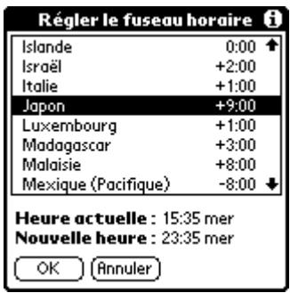 PALM M515 - Pour paramétrer le fuseau horaire : - 1