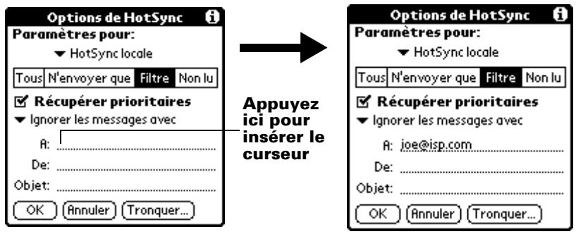 PALM M515 - Pour définir une chaîne de filtrage : - 1