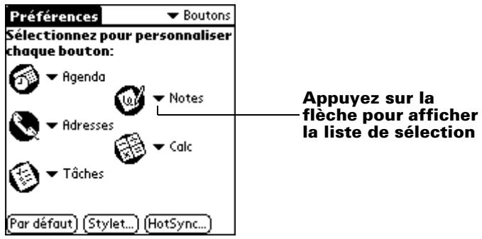 PALM M515 - Pour modifier les préférences des boutons : - 1