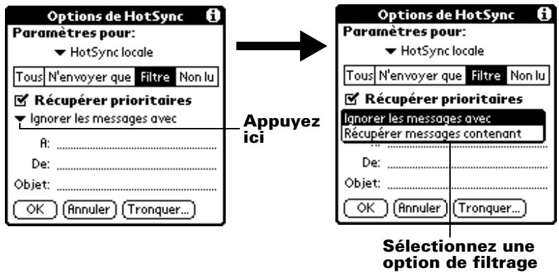 PALM M515 - Pour décider d'ignorer ou de recevoir des messages : - 1