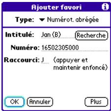 PALM TREO 600 - Création d'un nombre abrégé via un bouton favori orange - 1