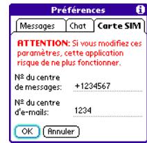 PALM TREO 600 - Personnalisation des paramètres SMS - 5