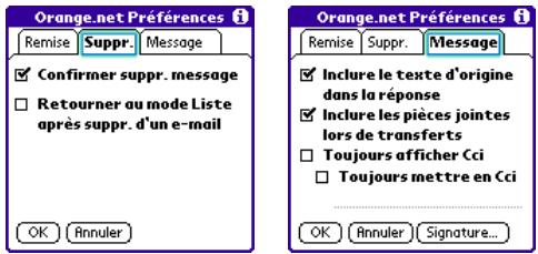 PALM TREO 600 - Personnalisation des paramètres de l'application e-mail - 4