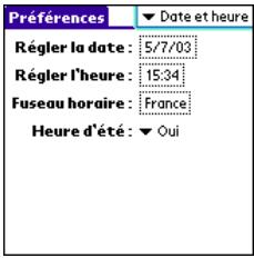 PALM TREO 600 - Définition de la date et de l'heure - 1