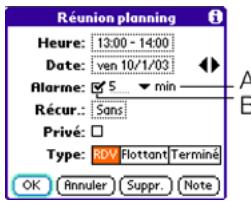 PALM TREO 600 - Ajout d'un rappel d'alarme à un événement - 1