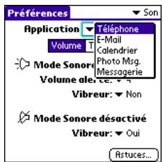 PALM TREO 600 - Sélection des tonalités de sonnerie et des tonalités d'alerte de messagerie - 1