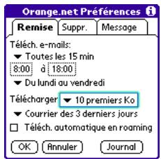 PALM TREO 600 - Personnalisation des paramètres de l'application e-mail - 1