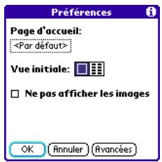 PALM TREO 600 - Personnalisation des paramètres du navigateur internet - 1