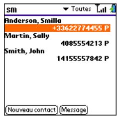 PALM TREO 600 - Recherche du nom - 1