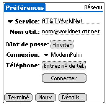 PALM TUNGSTEN T5 - Configuration d'un profil de service - 1