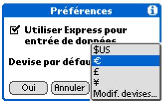 PALM TUNGSTEN T5 - Prédéfinition du symbole de devise - 3