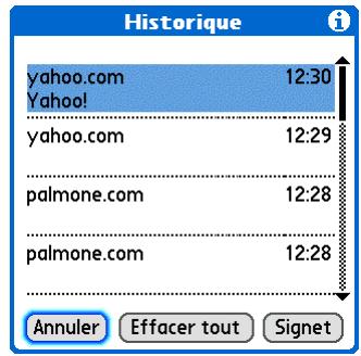PALM TUNGSTEN T5 - Retour à une page web que vous avez récemment consultée - 2
