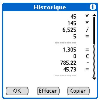 PALM TUNGSTEN T5 - Affichage des derniers calculs - 3