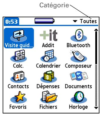 PALM TUNGSTEN T5 - Navigation dans la vue applications - 1