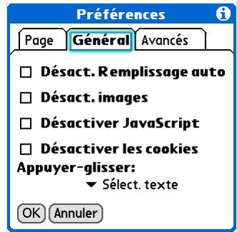 PALM TUNGSTEN T5 - Permettre aux sites web de se souvenir des informations personnelles vous concernant - 1