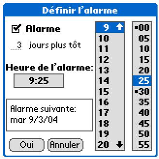 PALM TUNGSTEN T5 - Définition d'une alarme - 3