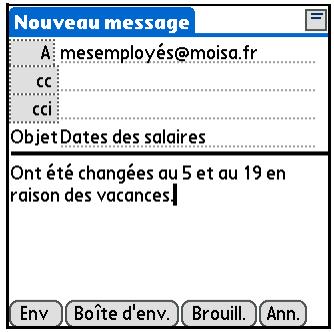 PALM TUNGSTEN T5 - Adressez et composez votre message : - 1