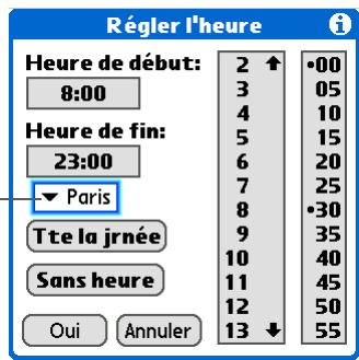 PALM TUNGSTEN T5 - Planification d'un événement avec un fuseau horaire - 3