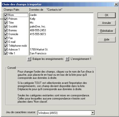 PALM TUNGSTEN T5 - Importation d'informations à partir d'autres applications - 1