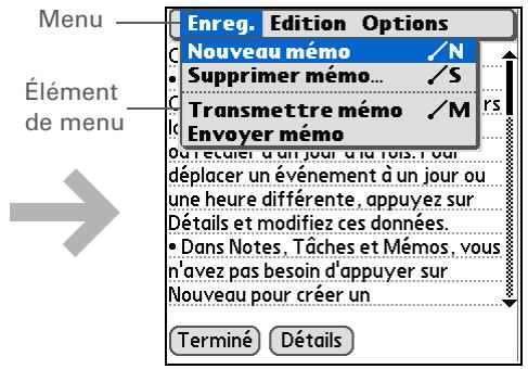 PALM TUNGSTEN T5 - Utilisation des menus - 2