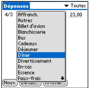 PALM TUNGSTEN T5 - Ajout d'une dépense - 4