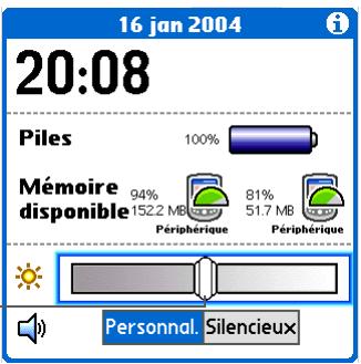 PALM TUNGSTEN T5 - Réglage de la luminosité de l'écran - 1