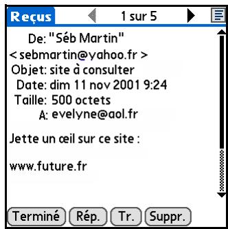 PALM TUNGSTEN T5 - Modification de l'en-tête des e-mails - 2