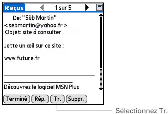 PALM TUNGSTEN T5 - Sélectionnez le message à transférer : - 1