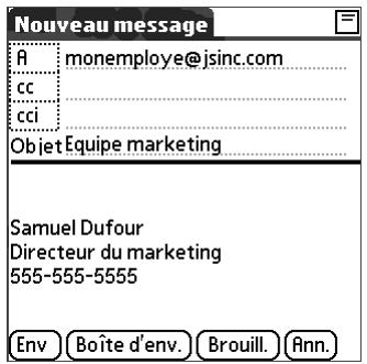 PALM TUNGSTENT E - Pour rédiger le reste du message et l'envoyer : - 1