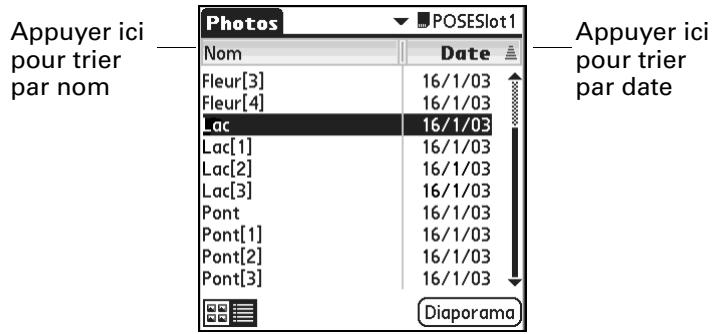 PALM TUNGSTENT E - Pour trier des photos dans la vue liste : - 1