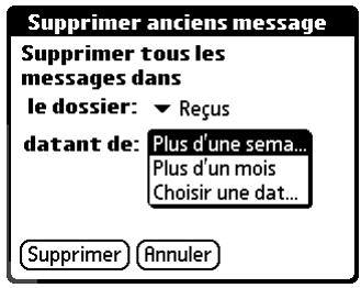 PALM TUNGSTENT E - Pour supprimer des messages antérieurs à une certaine date : - 2