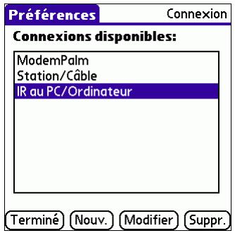 PALM TUNGSTENT E - Pour modifier la connexion IR au pc/ordinateur : - 1