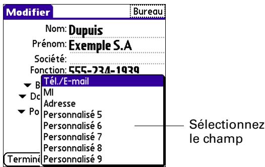 PALM TUNGSTENT E - Pour afficher des champs de contact supplémentaires : - 2