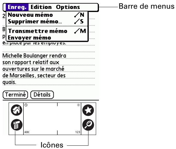 PALM TUNGSTENT E - Composants de l'interface de l'ordinateur de poche - 1