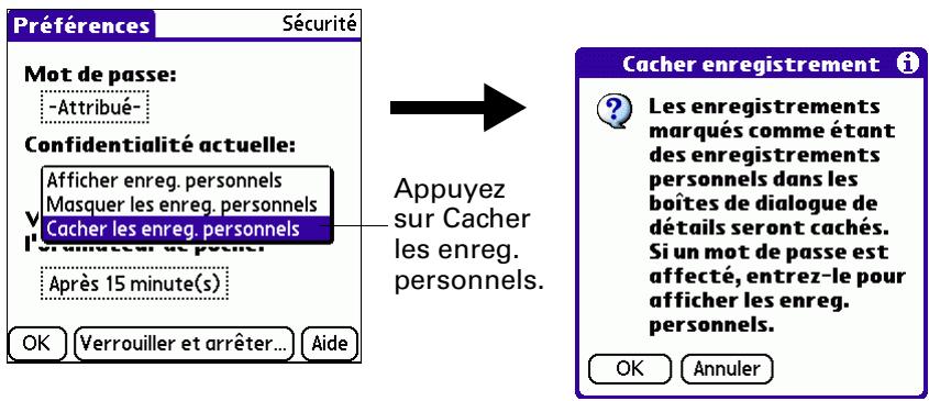 PALM TUNGSTENT E - Pour cacheter tous les enregistrements personnels : - 1