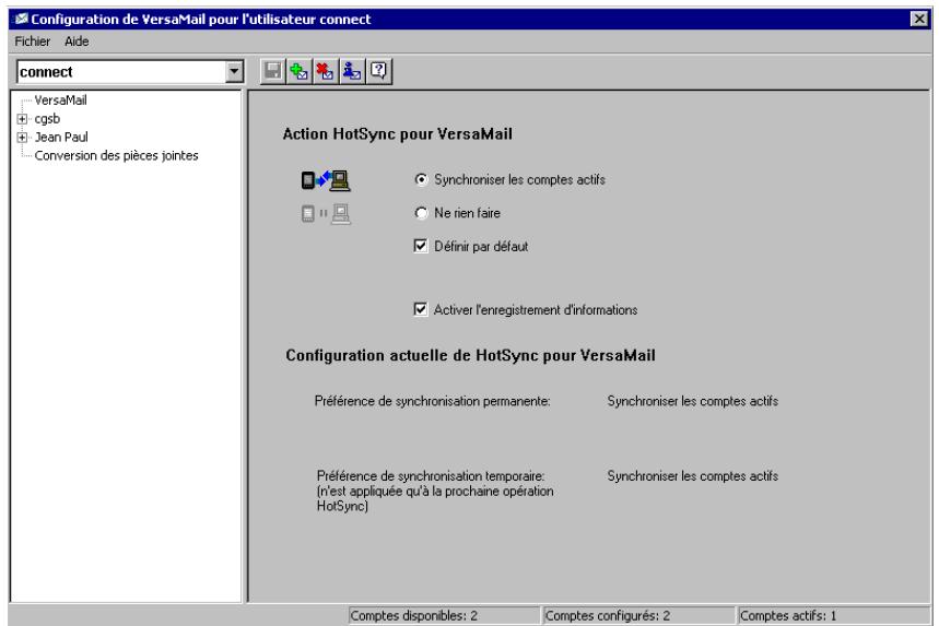 PALM TUNGSTENT E - Pour démarrer la conduite palm versamail hotSync : - 1