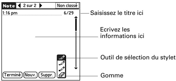 PALM TUNGSTENT E - Pour créer une note : - 1