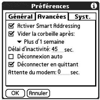 PALM TUNGSTENT E - Activation et désactivation de smart addressing - 1
