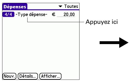 PALM TUNGSTENT E - Pour ajouter une dépense - 2