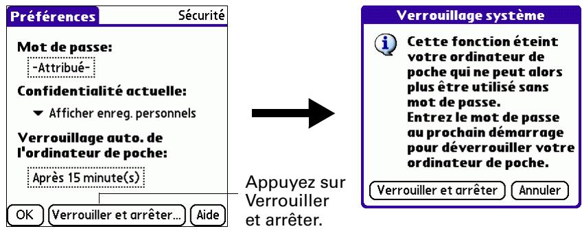 PALM TUNGSTENT E - Pour verrouiller et éteindre manuellement pour ordinateur de poche : - 1