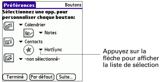 PALM TUNGSTENT E - Pour modifier les préférences des boutons : - 1