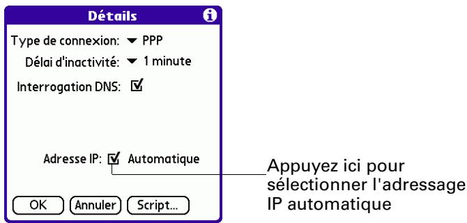 PALM TUNGSTENT E - Pour identifier l'adressage IP dynamique : - 1
