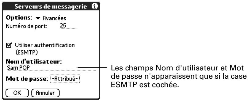 PALM TUNGSTENT E - Pour modifier un compte et ajouter ESMTP : - 3