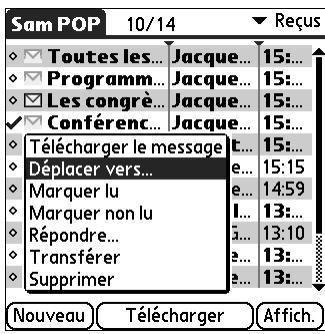PALM TUNGSTENT E - Pour déplacer plusieurs messages : - 2