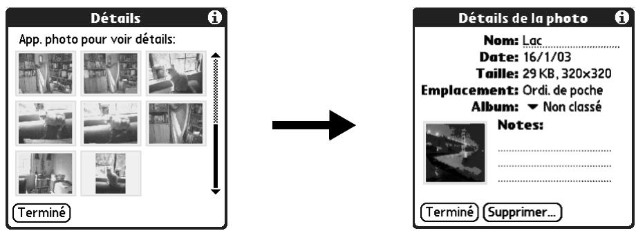PALM TUNGSTENT E - Pour consulter les informations d'une photo : - 1