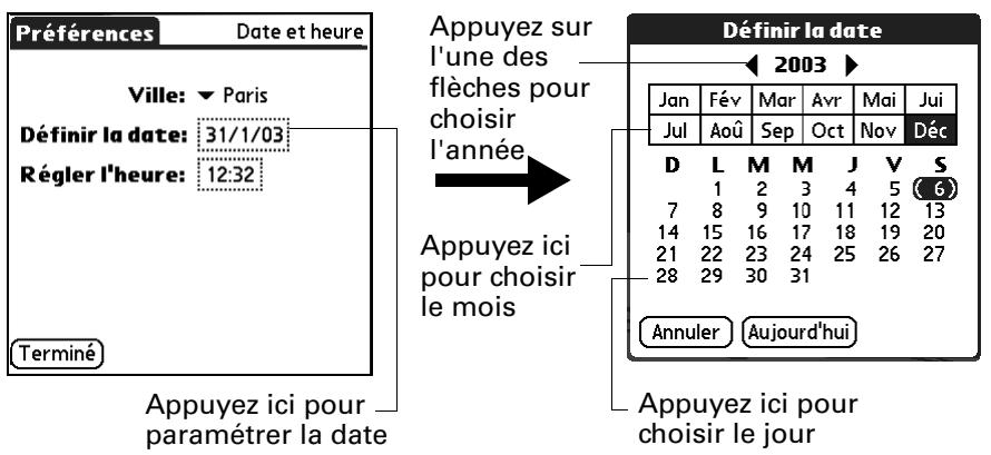 PALM TUNGSTENT E - Pour définir la date : - 1
