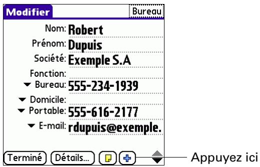 PALM TUNGSTENT E - Pour afficher des champs de contact supplémentaires : - 1